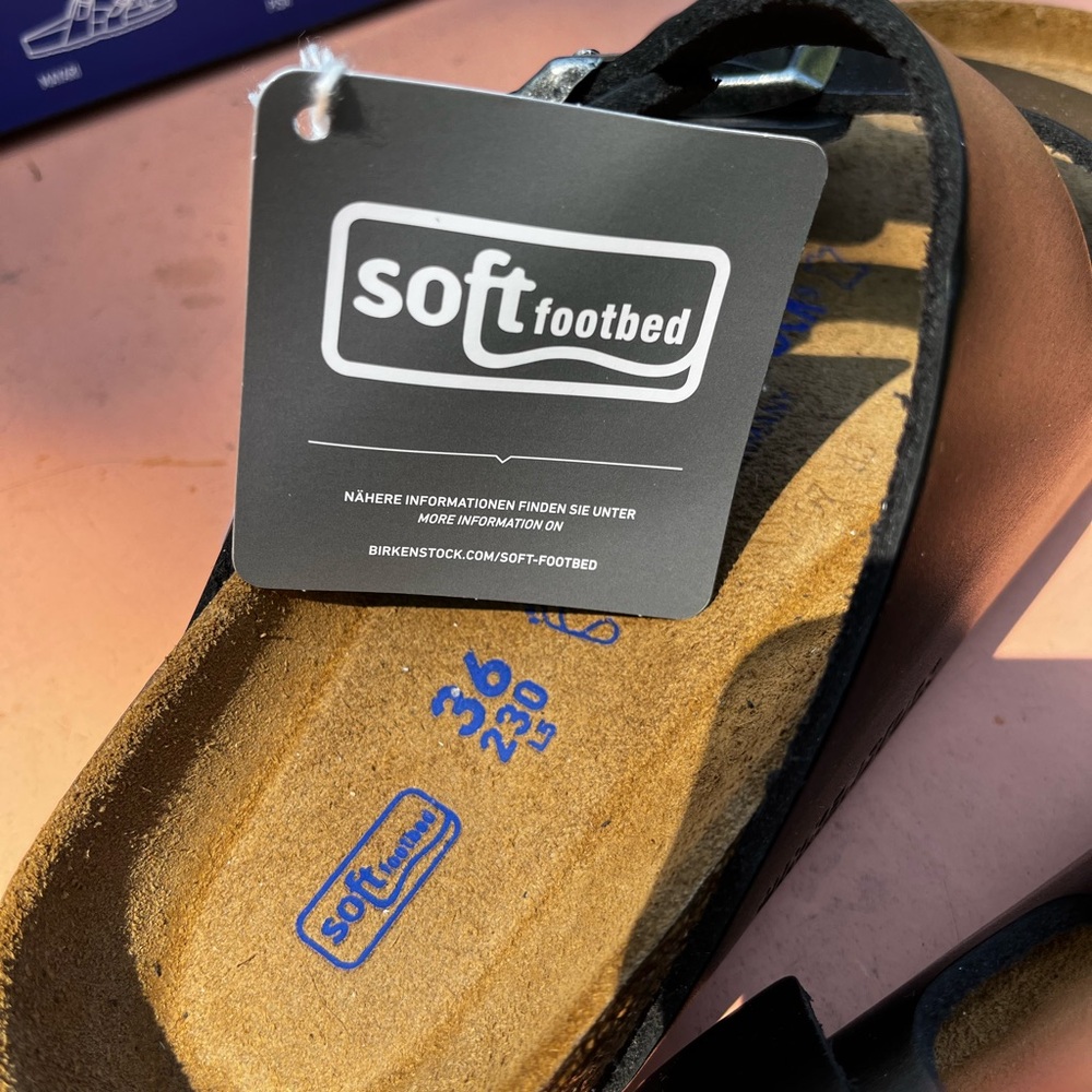 Birkenstock Arizona Amalfi Soft Footbed in Black size 36 NIB. - Picture 3 of 6